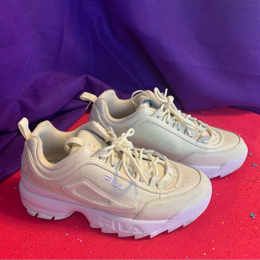 Tan FILA Disruptor 2s